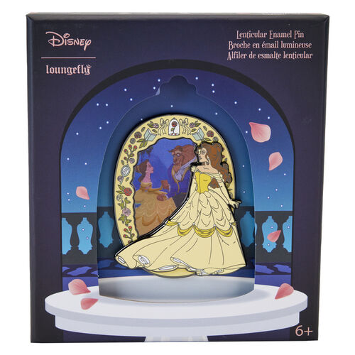 COLLECTOR BOX PIN LOUNGEFLY DISNEY PRINCESS BEAUTY AND THE BEAST BELLE LENTICULAR 3 INCH