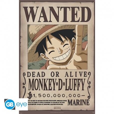 POSTER MAXI ONE PIECE - WANTED LUFFY NEW 91,5X61