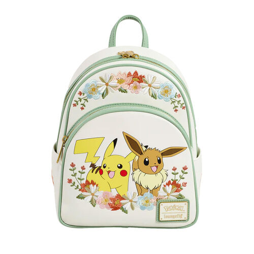 MINI MOCHILA LOUNGEFLY POKEMON PIKACHU & EEVEE FLORAL