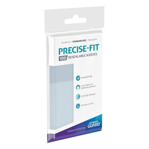 ULTIMATE GUARD PRECISE-FIT SLEEVES FUNDAS CON CIERRE REUTILIZABLE TAMAÑO ESTNDAR TRANSPARENTE 100