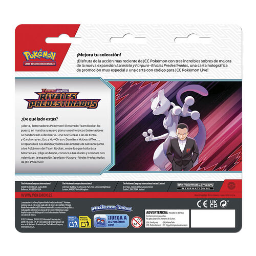 PACK DE 3 SOBRES DE REFUERZO POKEMON TCG SV10: RIVALES PREDESTINADOS