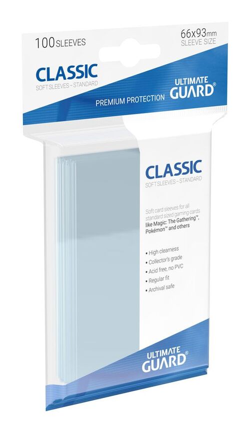 ULTIMATE GUARD CLASSIC SOFT SLEEVES FUNDAS DE CARTAS TAMAÑO ESTÁNDAR TRANSPARENTE 100