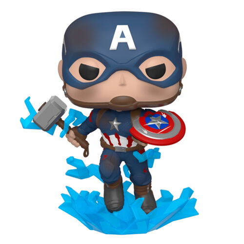 POP MARVEL AVENGERS ENDGAME - CAPTAIN AMERICA WITH BROKEN SHIELD AND MJOLNIR